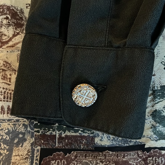 Vintage Dianne B New York  Tunic Black With Currency Print Insert Large - Picture 9 of 12